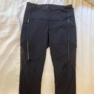 Lululemon leggings with zippers and mesh